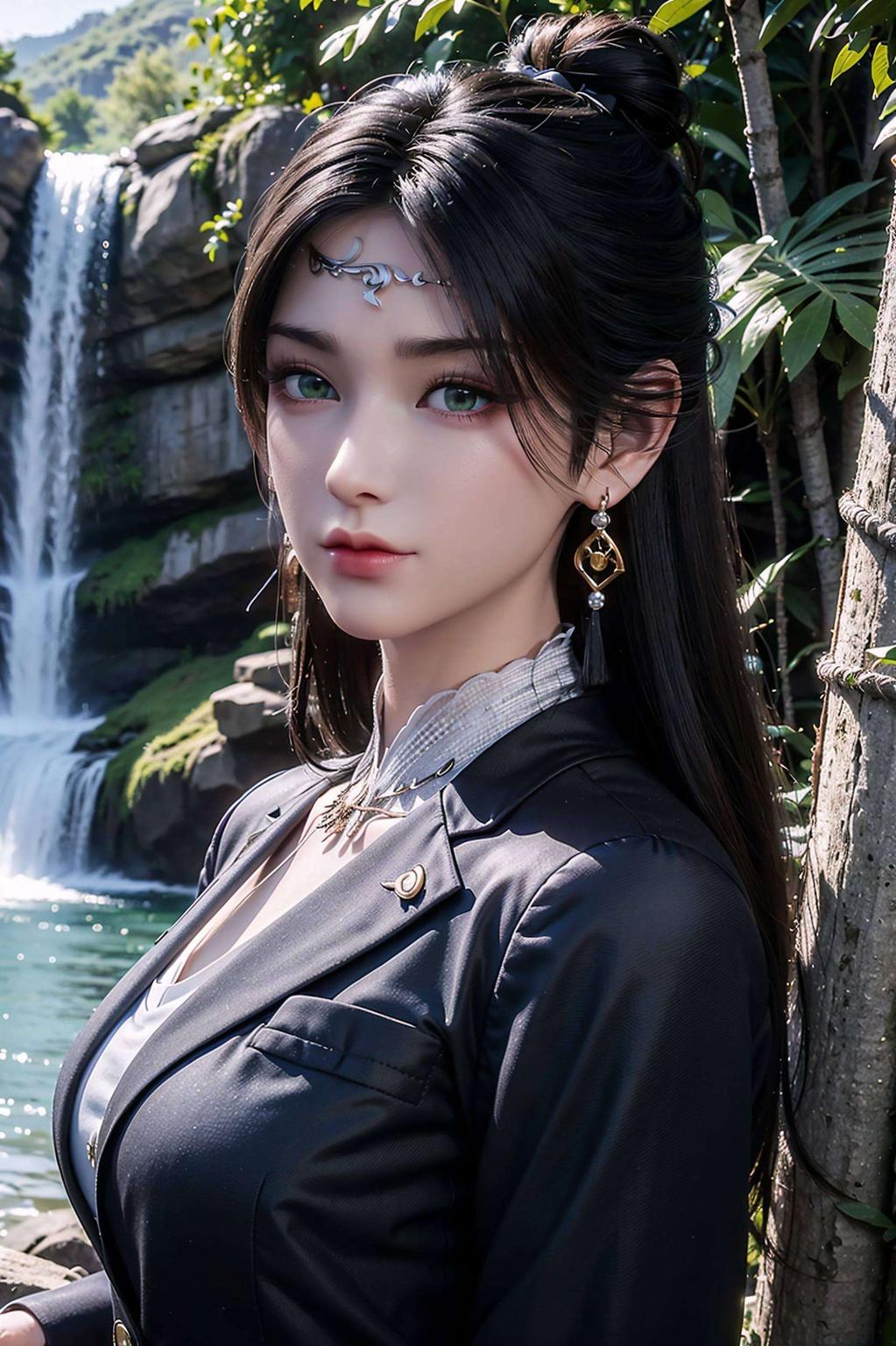 一抹红裙映衬蓝光高清壁纸尽显魅力