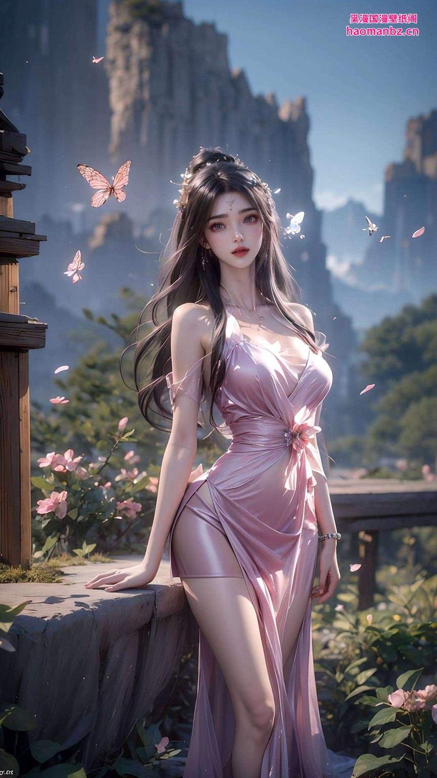 婉约美人李慕婉婉约一笑绿意盎然的竹叶背景下