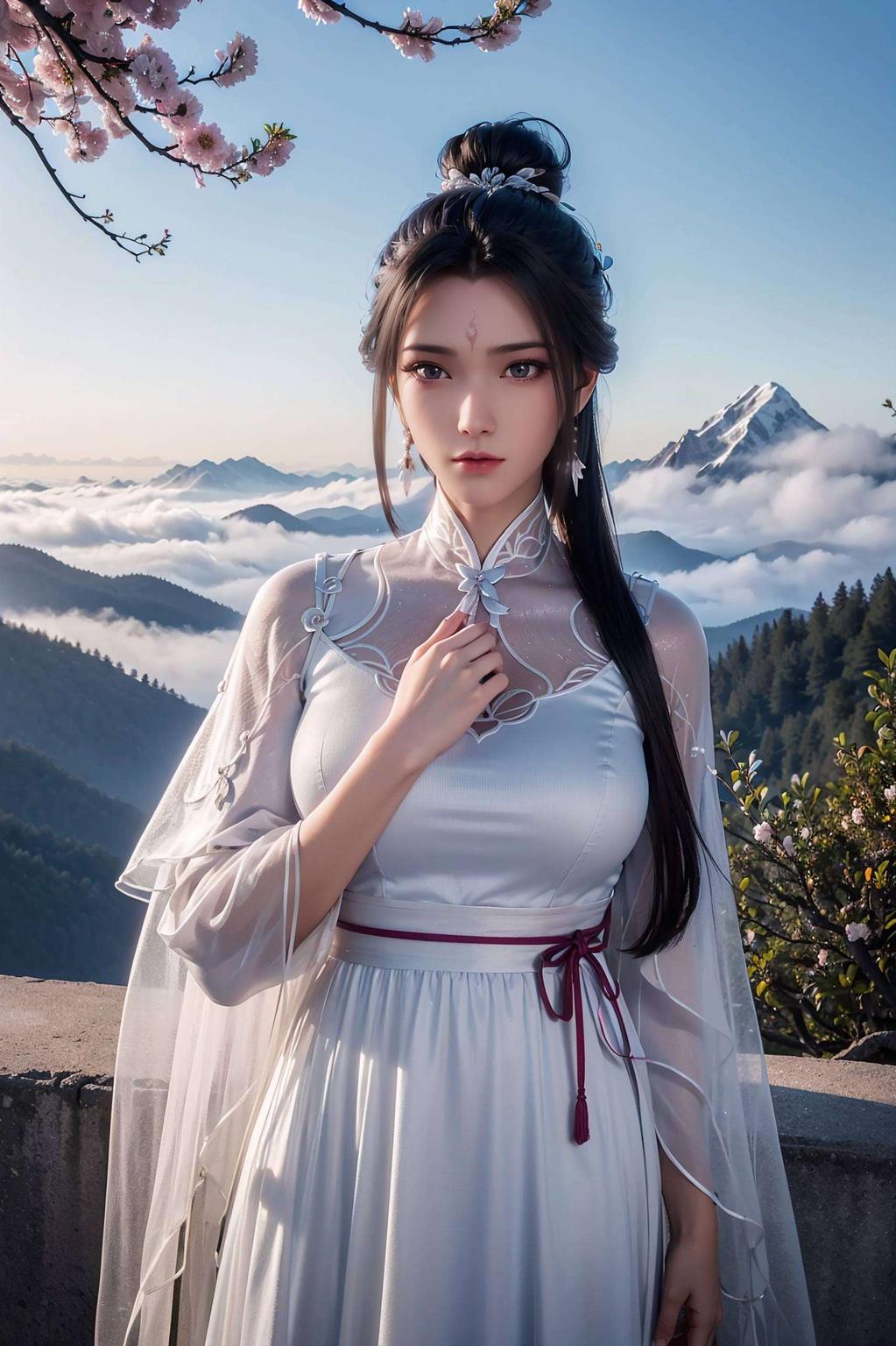 粉嫩背景映衬着她的清冷眼神粉色伤感二次元风