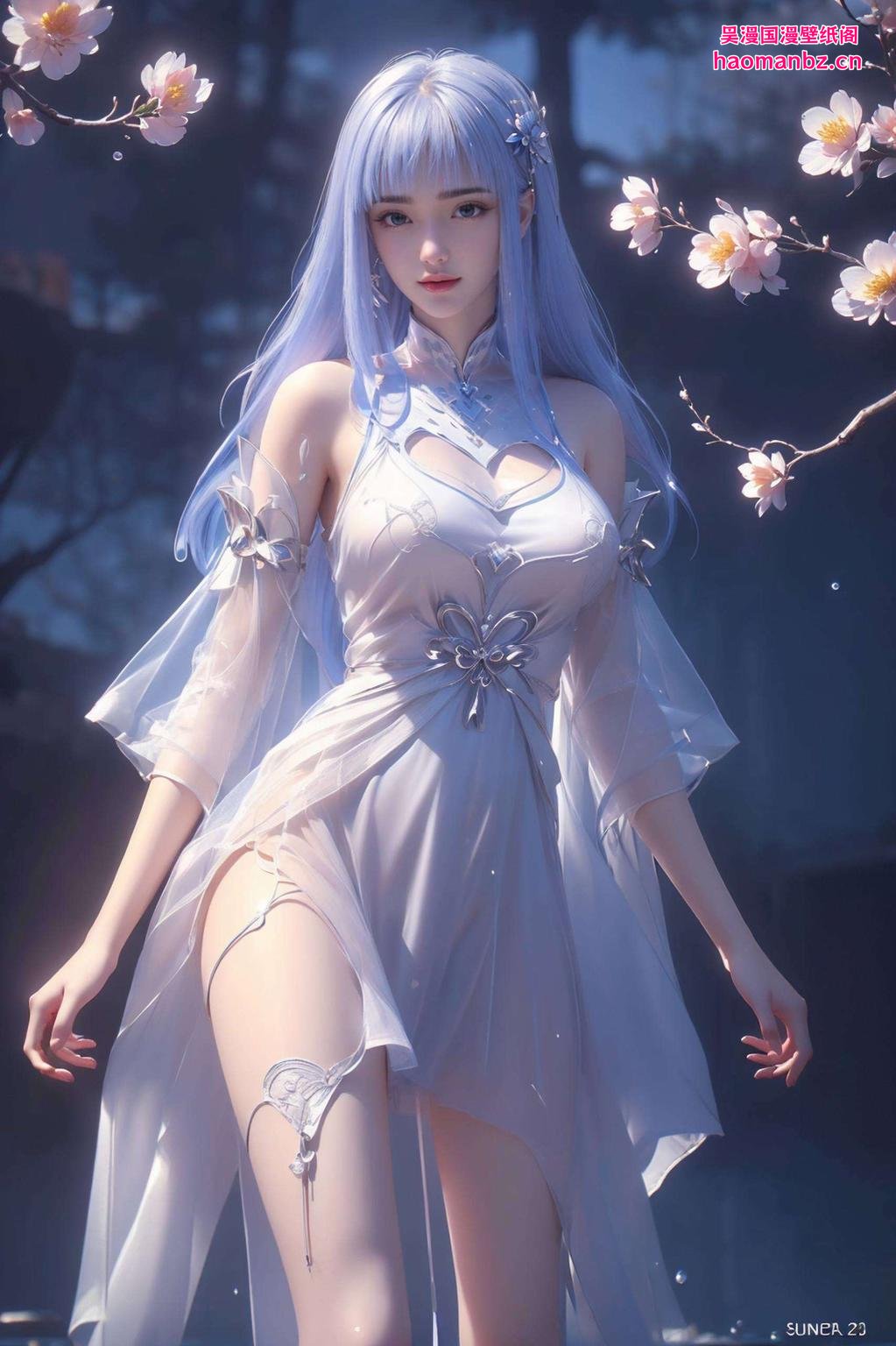 清新绿色背景宁雨蝶的美图