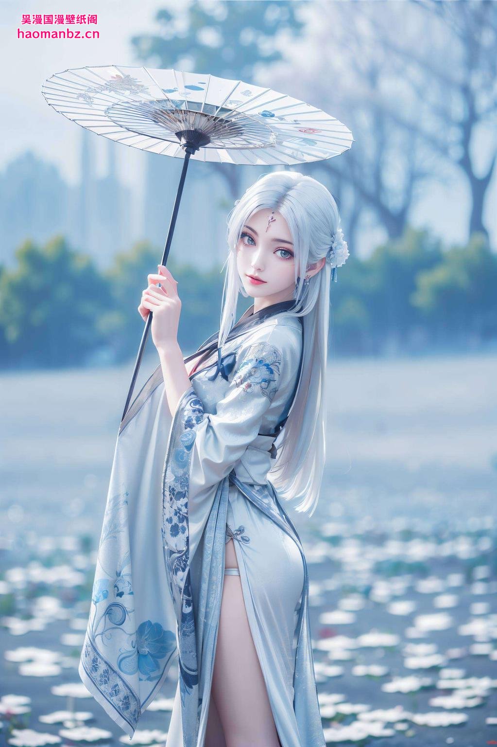 紫色像素锁屏壁纸全身萌化可爱