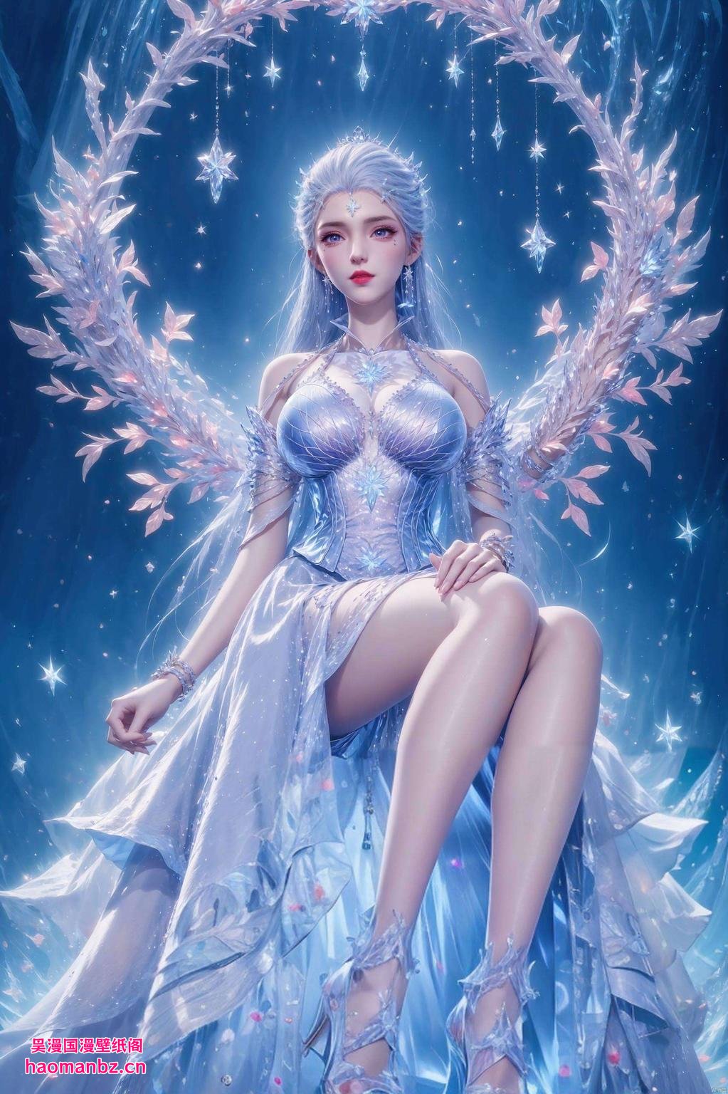 这款绝世唐门雪女电脑壁纸草丛掩映