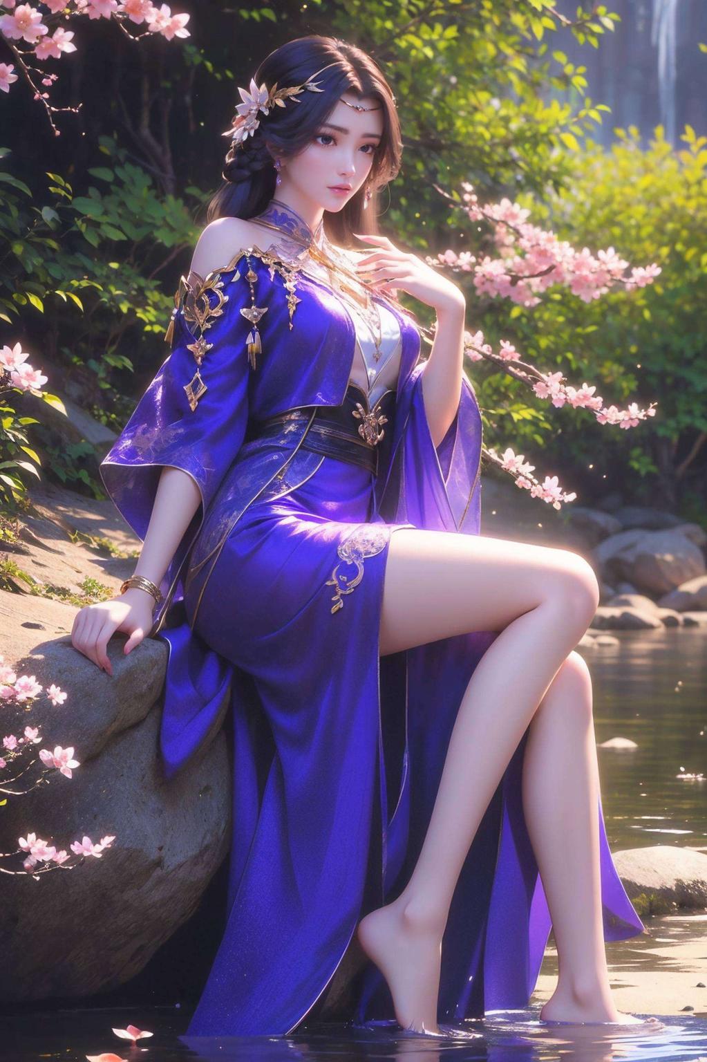 云曦与石昊携手漫步清新画风