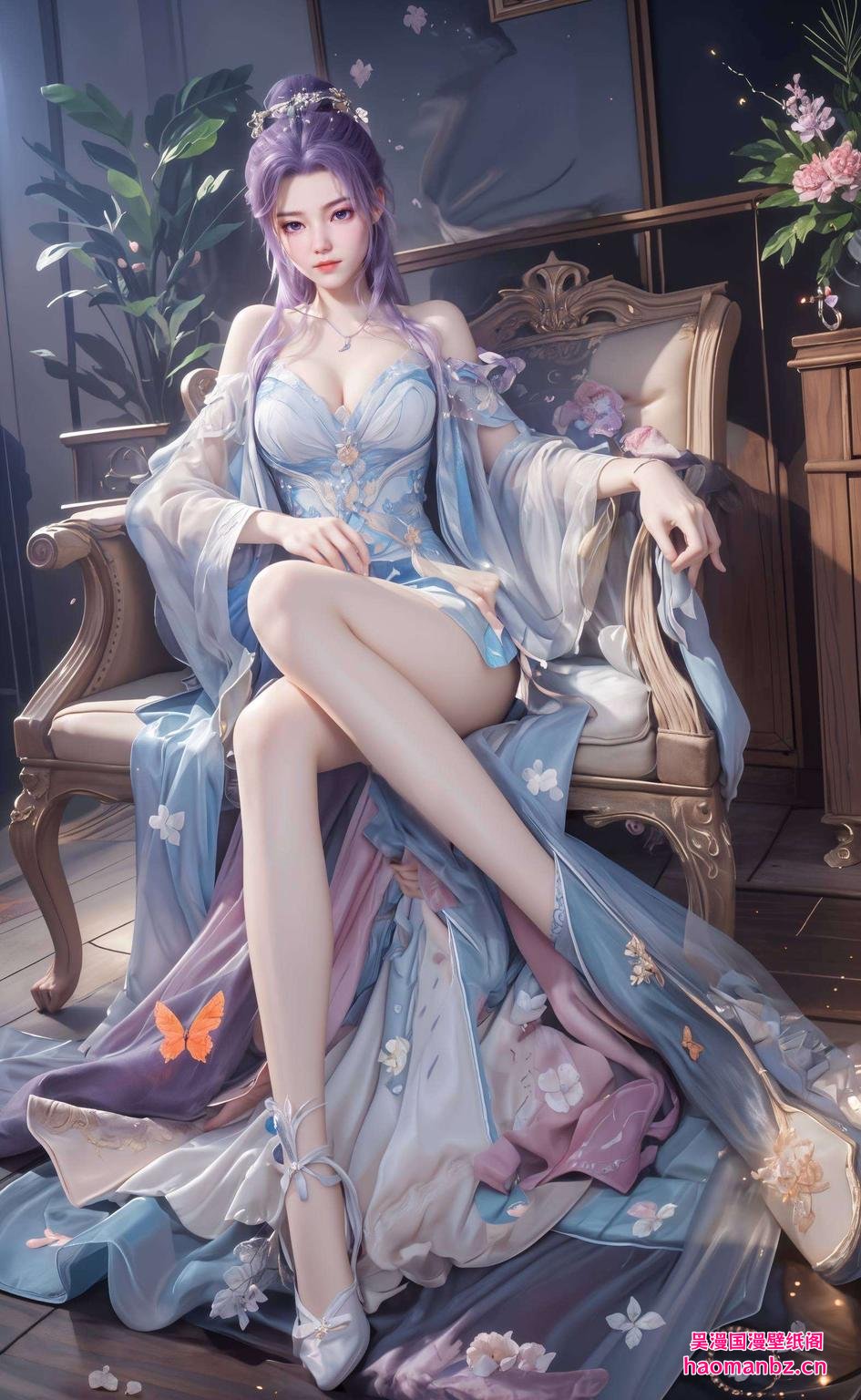 大长腿的美女漫步在古典园林绝对免费哦！看看这款云霄AI壁纸